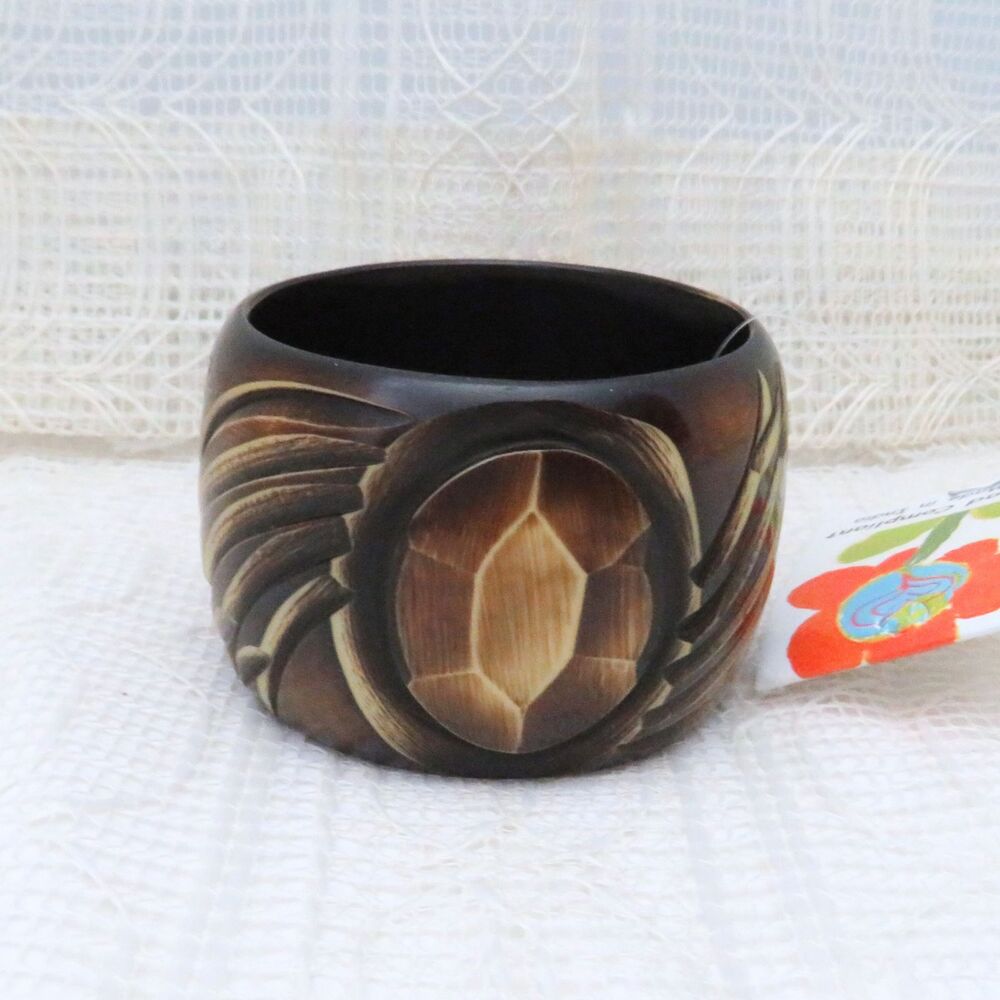 Antika Collection Brown Faux Wood Bangle Bracelet Women Business or Casual